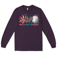 Plum Peace Love Volleyball Long Sleeve Tee - FaDigitalArtStudio