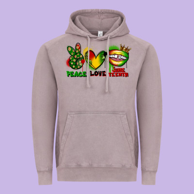 Peace Love Juneteenth Vintage Hoodie Designed By Fadigitalartstudio