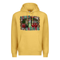 Antique Gold merry christmas caravan Premium Hoodie - CowhideDigitalArt