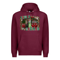Burgundy merry christmas caravan Premium Hoodie - CowhideDigitalArt