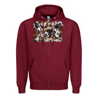 Burgundy black and brown cowhide background Zipper Hoodie - BarkalooDesign