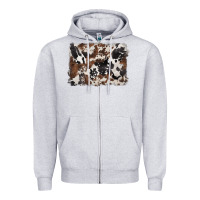 Heather Grey black and brown cowhide background Zipper Hoodie - BarkalooDesign