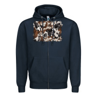 Navy black and brown cowhide background Zipper Hoodie - BarkalooDesign