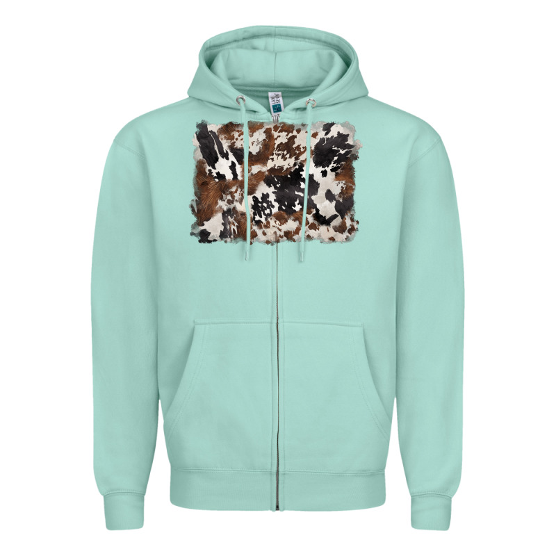 Black And Brown Cowhide Background Zipper Hoodie by BarkalooDesign | Teevron