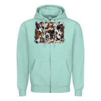 Seafoam black and brown cowhide background Zipper Hoodie - BarkalooDesign