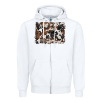 White black and brown cowhide background Zipper Hoodie - BarkalooDesign