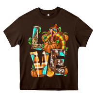 Chocolate Brown Love Turkey Thanksgiving Heavy Core Tee - texasbilliewilder