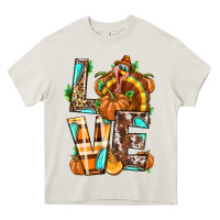 Cream Love Turkey Thanksgiving Heavy Core Tee - texasbilliewilder