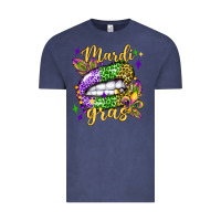 Vintage Denim mardi gras with  lip olivia Vintage Tee - OliviaCreatesArt