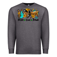 Charcoal Heather peace love jesus Premium Sweatshirt - AdoDesignShop