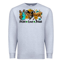 Heather Grey peace love jesus Premium Sweatshirt - AdoDesignShop