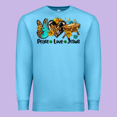 Peace Love Jesus Premium Sweatshirt Designed By Adodesignshop