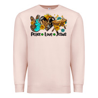 Pale Pink peace love jesus Premium Sweatshirt - AdoDesignShop