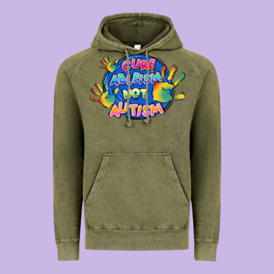 Cure Ableism Not Autism Vintage Hoodie Designed By Fadigitalartstudio