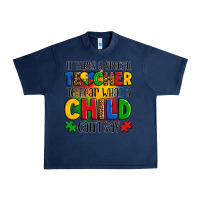 Navy it takes a special teacher to hear what a child can't say Urban Heavy Tee - OliviaCreatesArt