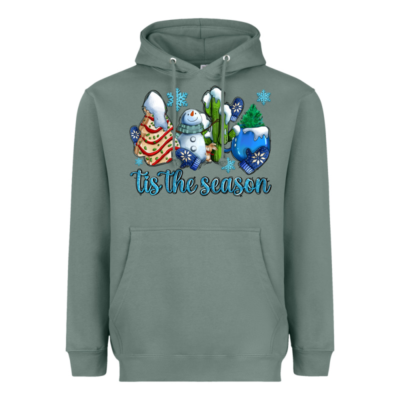 Tis The Season Christmas Tree  Cake Winter And Snowman Heavyweight Hoodie by AdoDesignShop | Teevron