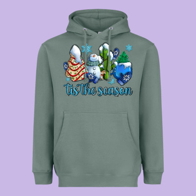 Tis The Season Christmas Tree  Cake Winter And Snowman Heavyweight Hoodie Designed By Adodesignshop