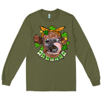 Army Green St. Patrick's Day cow Long Sleeve Tee - FaDigitalArtStudio