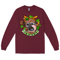 Burgundy St. Patrick's Day cow Long Sleeve Tee - FaDigitalArtStudio