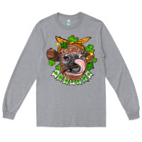 Heather Grey St. Patrick's Day cow Long Sleeve Tee - FaDigitalArtStudio