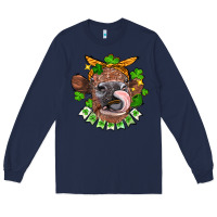 Navy St. Patrick's Day cow Long Sleeve Tee - FaDigitalArtStudio
