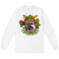 White St. Patrick's Day cow Long Sleeve Tee - FaDigitalArtStudio