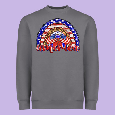 America Rainbow Heavyweight Sweatshirt Designed By Barkaloodesign