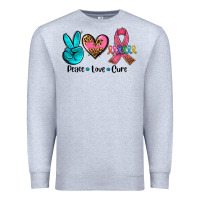 Heather Grey peace love  cure Premium Sweatshirt - AdoDesignShop