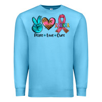 Ocean Blue peace love  cure Premium Sweatshirt - AdoDesignShop