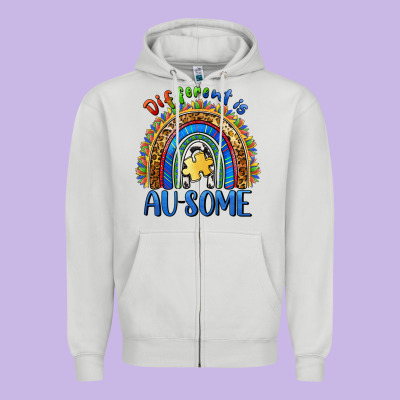 Different Is Ausome Zipper Hoodie Designed By Barkaloodesign