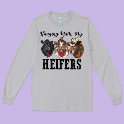 Hanging With My Heifers Long Sleeve Tee Designed By Ranaportraitstore
