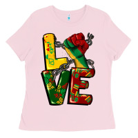 Bubblegum Pink love juneteenth Ladies Tee - CowGirlArtShop