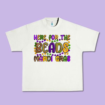 Here For The Beads Mardi Gras Urban Heavy Tee Designed By Oliviacreatesart