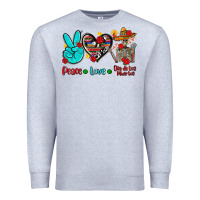 Heather Grey peace love dia de los muertos Premium Sweatshirt - AdoDesignShop