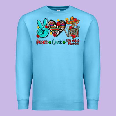 Peace Love Dia De Los Muertos Premium Sweatshirt Designed By Adodesignshop