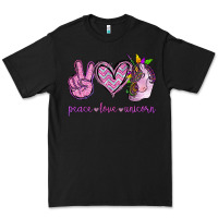 Black Peace Love Unicorn Premium Tee - Jasminsmagicworld