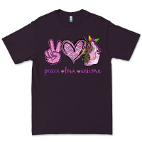Plum Peace Love Unicorn Premium Tee - Jasminsmagicworld