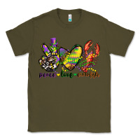 Army Green peace love crawfish mardi gras Classic Tee - CowGirlArtShop