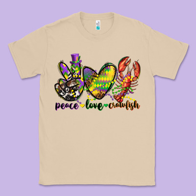 Peace Love Crawfish Mardi Gras Classic Tee Designed By Cowgirlartshop