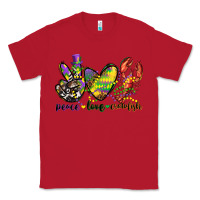 Red peace love crawfish mardi gras Classic Tee - CowGirlArtShop