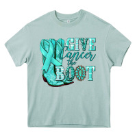 Arona Give Cancer the boot Ovarian Cancer teal ribbon Heavy Core Tee - NancyCooperArtShop