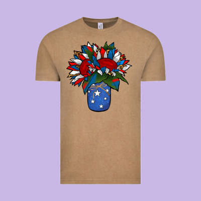 Patriotic Sunflower In A Jar Vintage Tee Designed By Jasminsmagicworld