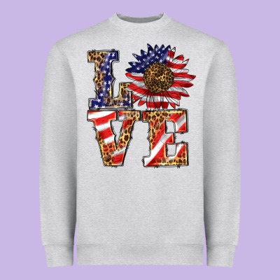 Patriotic Sunflower Love Heavyweight Sweatshirt Designed By Barkaloodesign