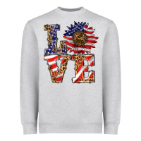 Heather Grey patriotic sunflower love Heavyweight Sweatshirt - BarkalooDesign