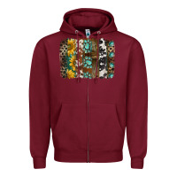 Burgundy western handdrawn patterns brushstrokes Zipper Hoodie - BarkalooDesign
