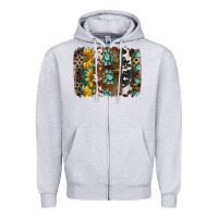 Heather Grey western handdrawn patterns brushstrokes Zipper Hoodie - BarkalooDesign