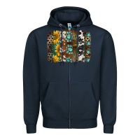 Navy western handdrawn patterns brushstrokes Zipper Hoodie - BarkalooDesign