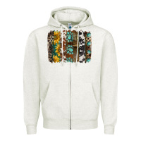 Oatmeal Heather western handdrawn patterns brushstrokes Zipper Hoodie - BarkalooDesign