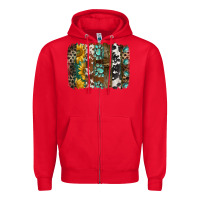Red western handdrawn patterns brushstrokes Zipper Hoodie - BarkalooDesign