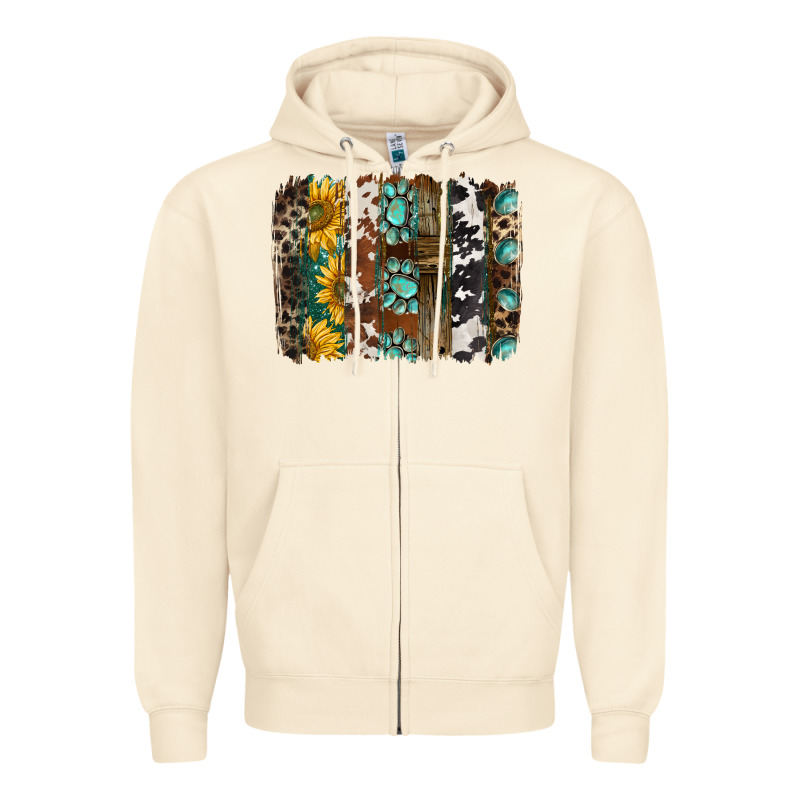 Western Handdrawn Patterns Brushstrokes Zipper Hoodie by BarkalooDesign | Teevron